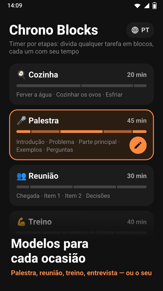 Chrono Blocks — Por dentro do app 1