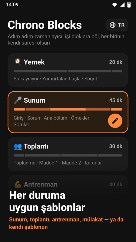 Chrono Blocks — Uygulamanın içi 1