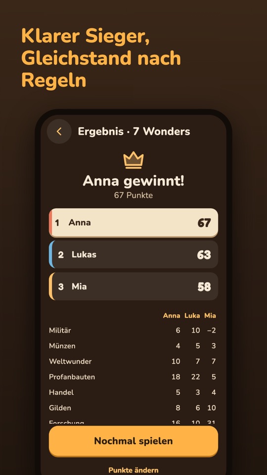 Score Night — Einblick in die App 2