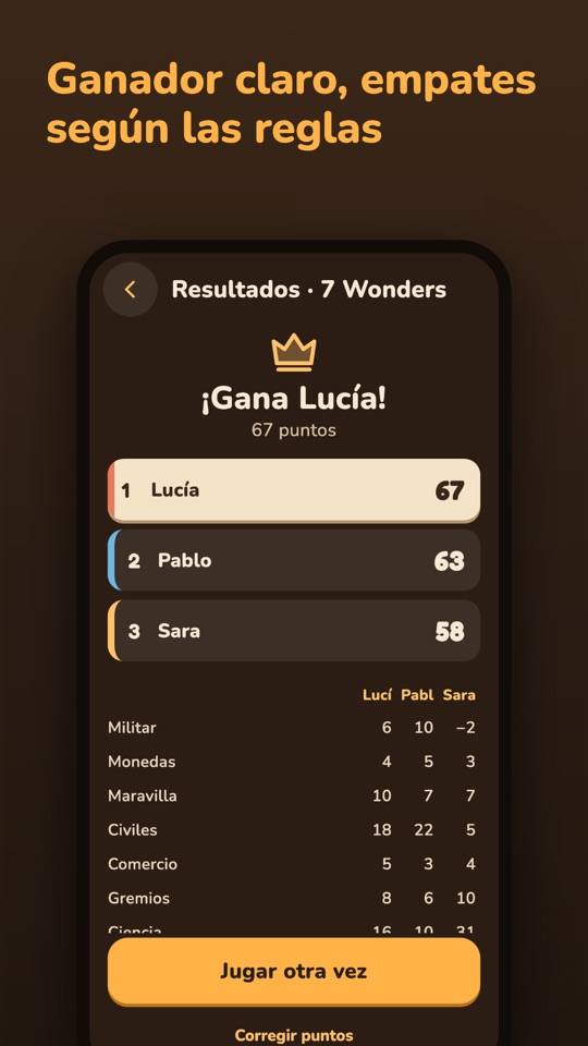 Score Night — Dentro de la app 2