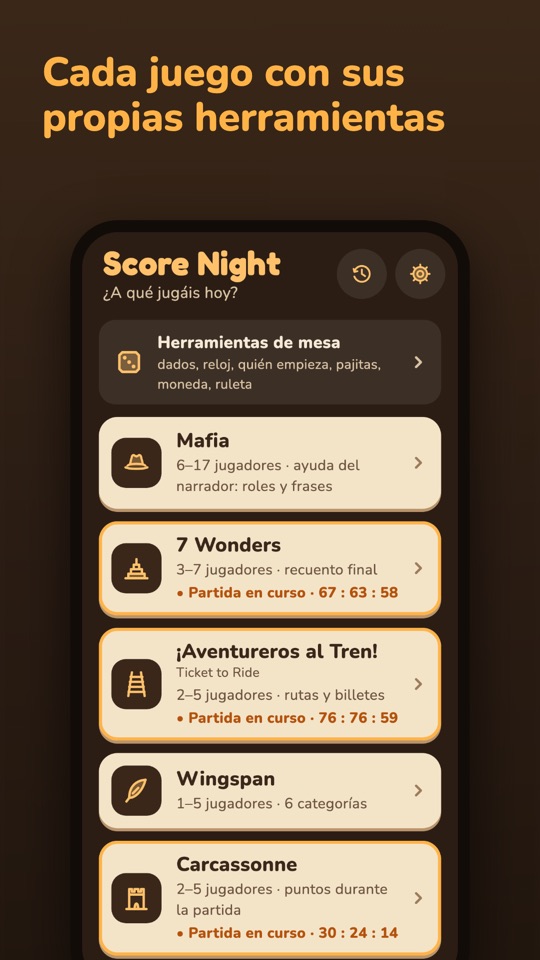Score Night — Dentro de la app 3