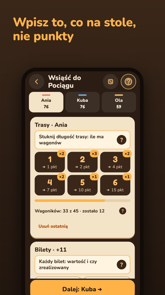 Score Night — Wnętrze aplikacji 4